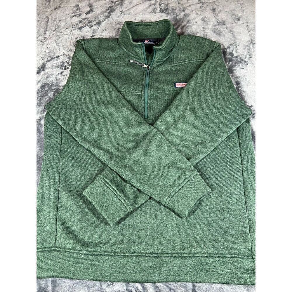 Vineyard Vines Heathered Green Quarter-Zip Pullover - Picture 5 of 9